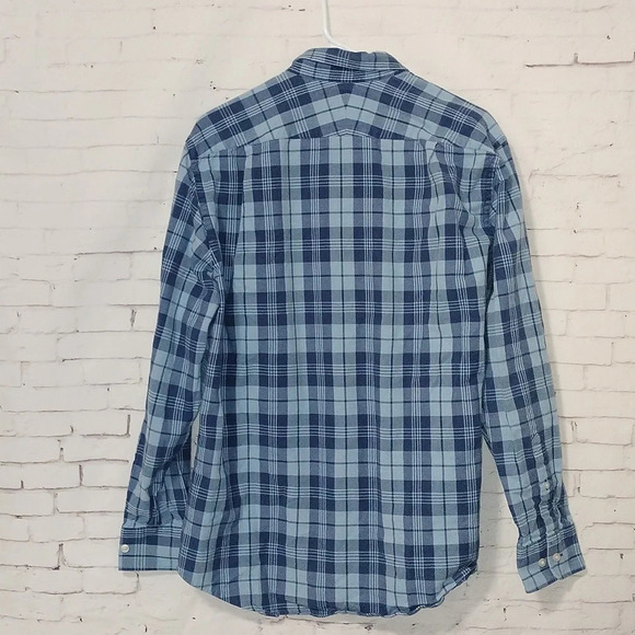 Charles Tyrwhitt Men's Sz Large Slim Fit Button Down Shirt Blue Plaid Cotton EUC - Picture 5 of 9